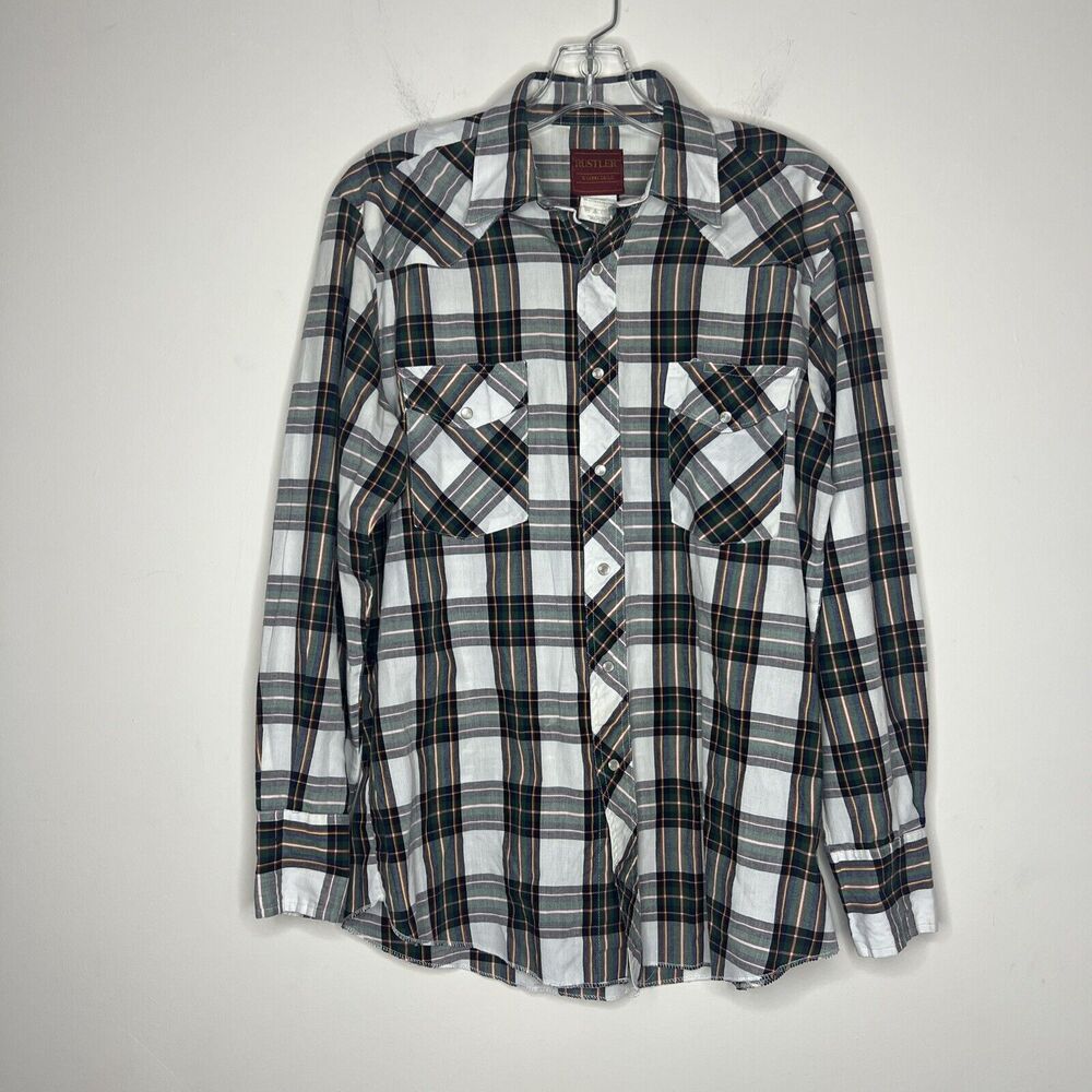 Rustler Mens Pearl Snap Western Shirt Size Medium Multi Color Rodeo Cowboy